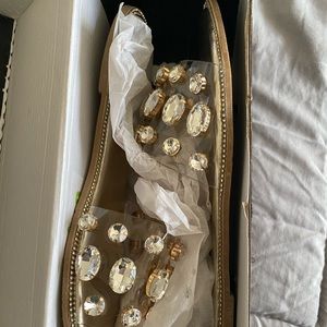 Gold rhinestoned sandals
